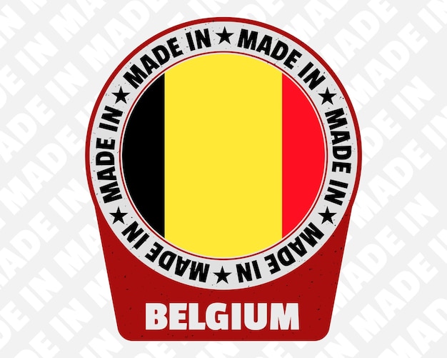 Vector made in belgium vector badge isolated icon with country flag origin marking stamp sign design