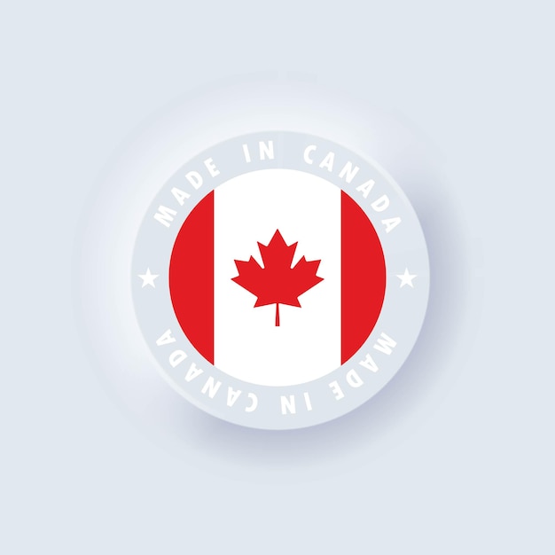 Made in canada. canada made. canadian quality emblem, label, sign, button. canada flag. .