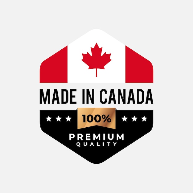 Made in Canada label. Vector shield icon