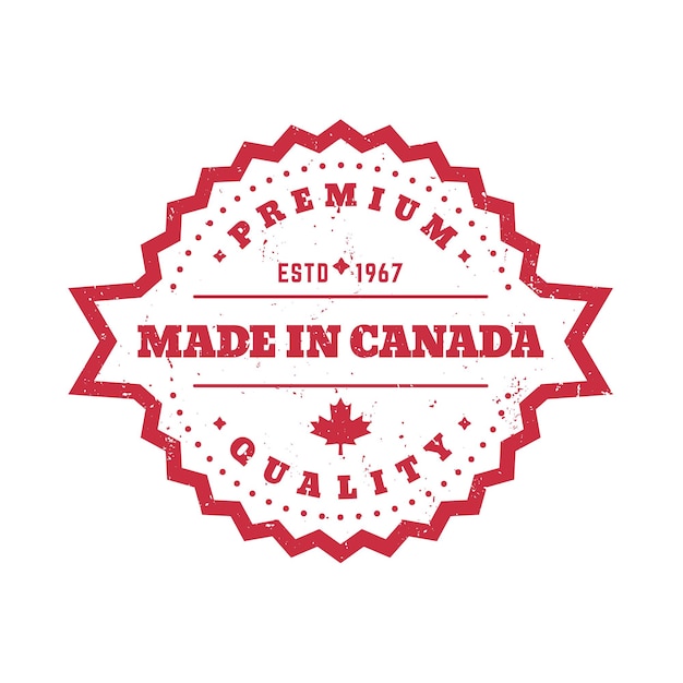 Made in canada, distintivo vettoriale, etichetta rotonda su bianco