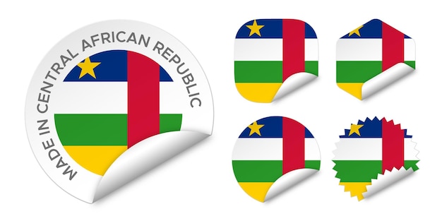 Made in Central African Republic CAR flag sticker labels badge logo 3d vector illustration mockup