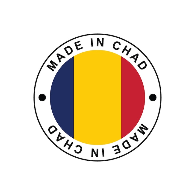 Made in chad circle stamp with flag on white background vector template