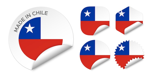 Made in Chile flag sticker labels badge logo 3d vector illustration mockup isolated on white