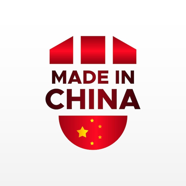 Made in China Label Flat Design