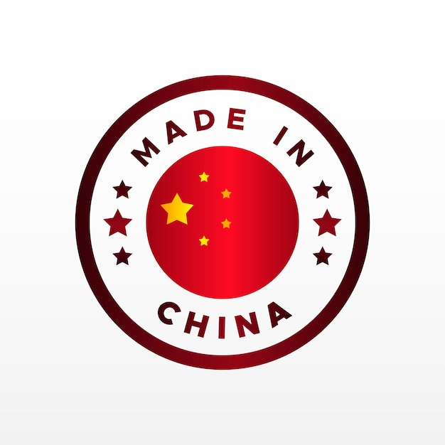 Made in China Label Flat Design