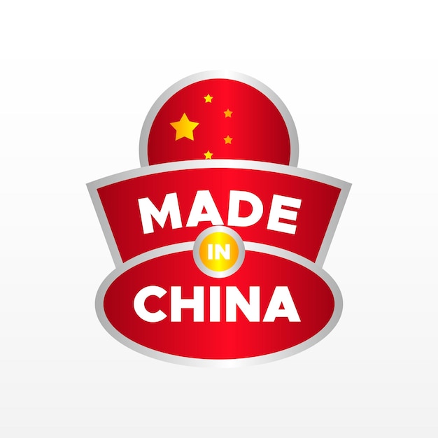 Made in China Label Flat Design