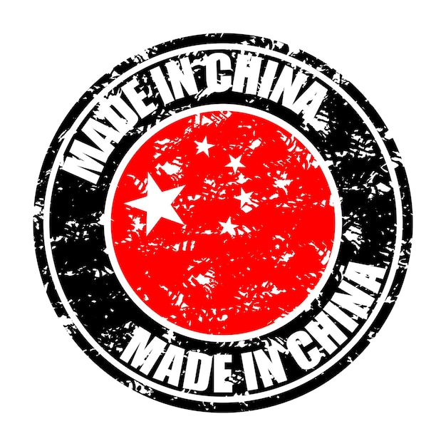 Made in china rubber stamp with red flag