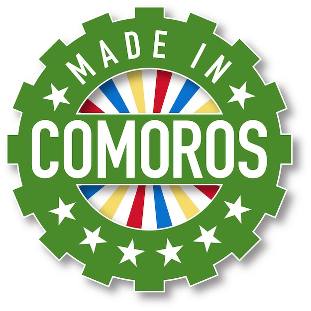 Made in Comoros flag color stamp. Vector illustration