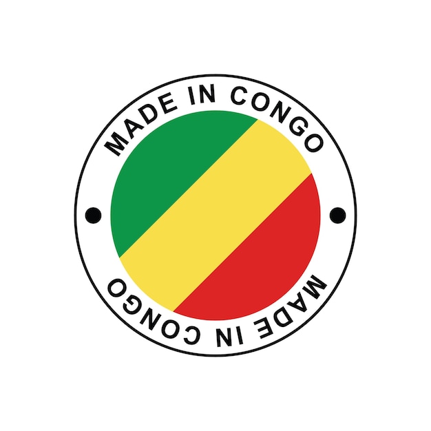 Vector made in congo circle stamp with flag on white background vector template