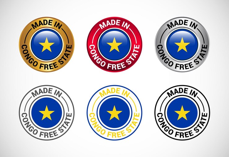 Vector made in congo free state label icon with flag icon set for business badge seal sticker logo and symbol