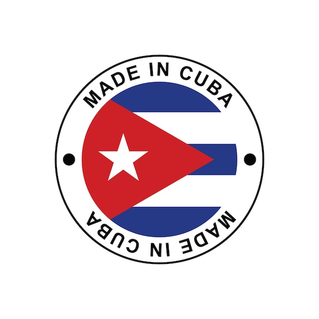 made in CUBA circle stamp with flag on white background vector Template