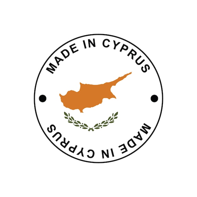 Fatto a cipro francobollo a cerchio con illustrazione vettoriale della bandiera su sfondo bianco