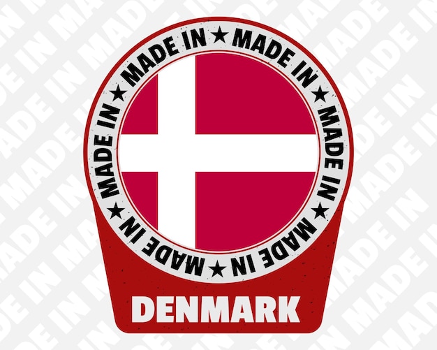 Made in Denmark vector badge isolated icon with country flag origin marking stamp sign design