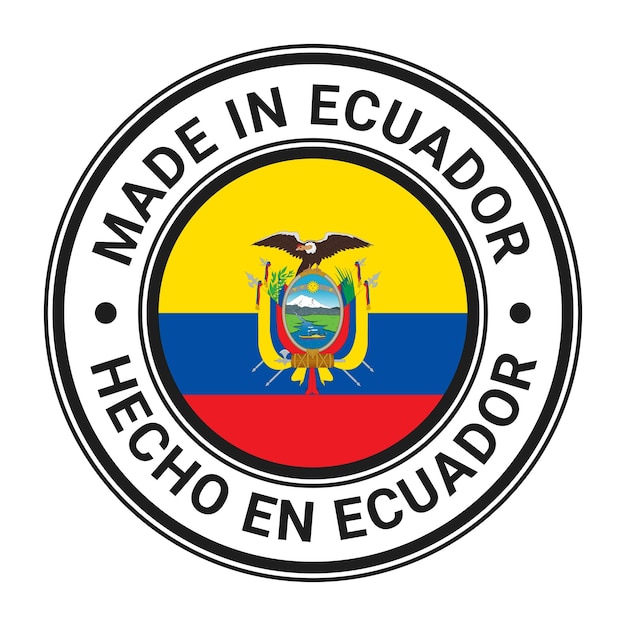 에콰도르 국기 벡터 일러스트와 함께 에콰도르 라운드 스탬프 스티커에서 제작