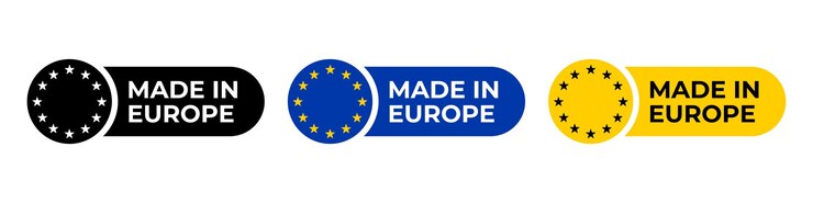 Made in Europe label Made in Europe product emblem sign symbol badge or seal European Union quality