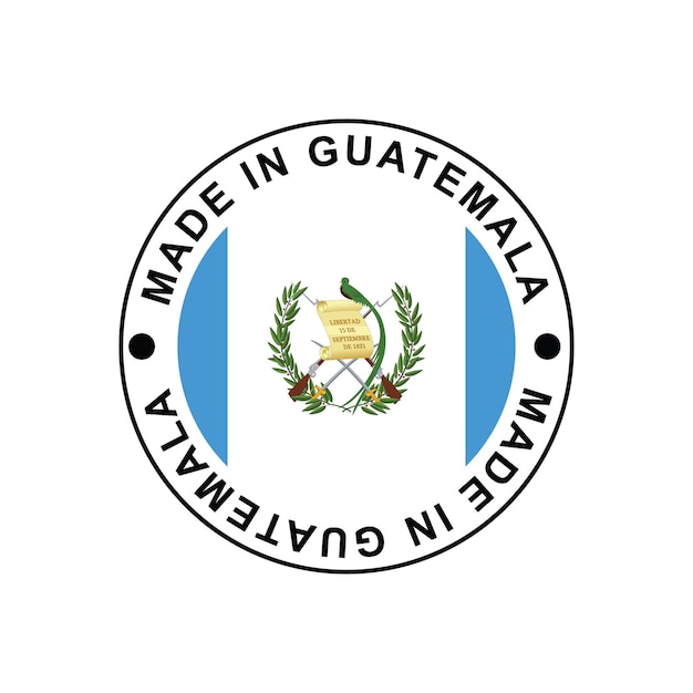 MADE IN GUATEMALA circle stamp with flag on white background vector illustration