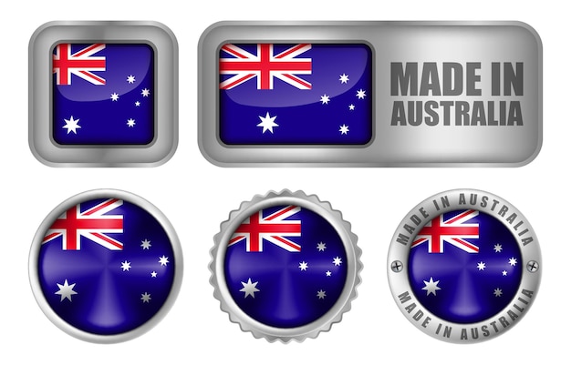 Vector made in australia seal badge of sticker ontwerp illustratie