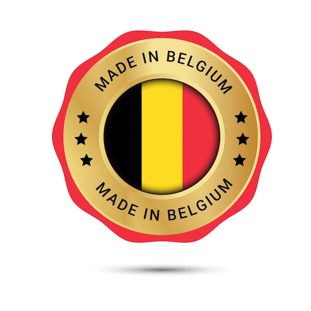 Made In Belgium 로고 Made In Belgium 플래그 로고는 배지 벡터 디자인을 신뢰합니다.