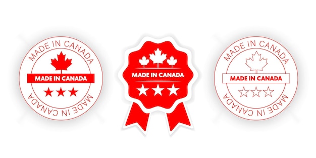 Made in Canada icon set Etiketten voor Canadianmade producten Vector illustratie