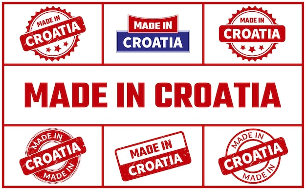 Вектор Изготовленный в хорватии набор резиновых марок