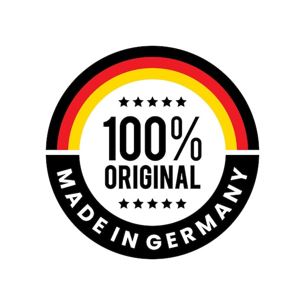 Круглая этикетка производства германии. дизайн логотипа, печать, бирка, значок, наклейка, эмблема, символ, продукт и т. д.