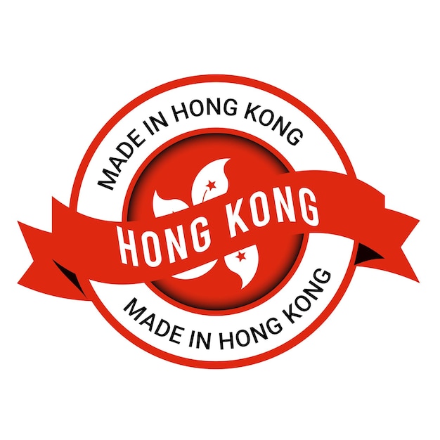 Made in hong kong-logo en hong kong-vlaggenlogo-ontwerp vertrouwt op badge-ontwerp