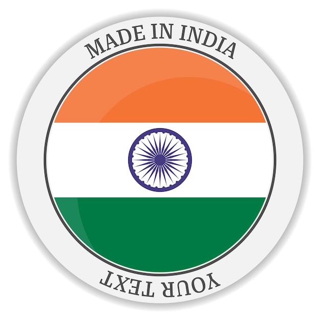 Made in India stempel Vector logo met Indiase vlag Made in India icoon Web icoon voor Indiase producten