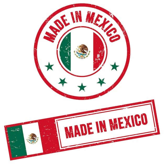 벡터 멕시코에서 만들어진 우표 표지판 그룬지 스타일