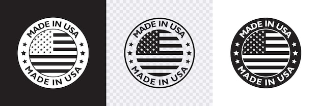 メイド・イン・usa (made in usa) はアメリカ国旗の要素が付いたバッジでアメリカ製のロゴアメリカの製品のエンブレムです