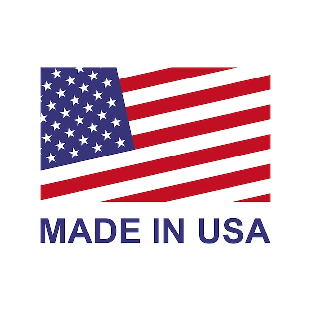 Этикетка «сделано в сша». продукт произведен в соединенных штатах америки значок патриотических знаков.