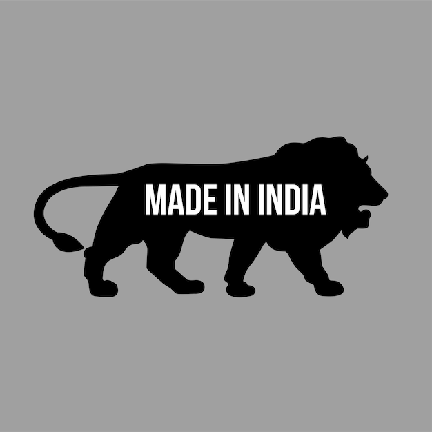 Made in India sticker for Indian products with lion silhouette icon Make in India