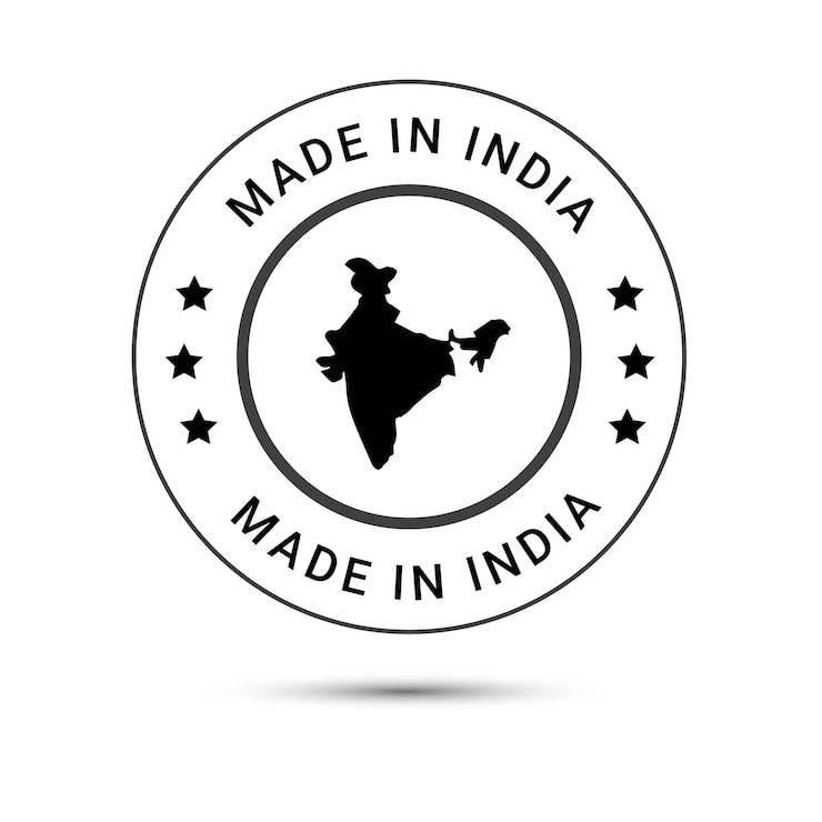 वेक्टर made in india vector logo and flag icons