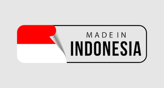 インドネシア製のアイコン。国旗が付いたミニマリストのラベル。ベクトル イラスト