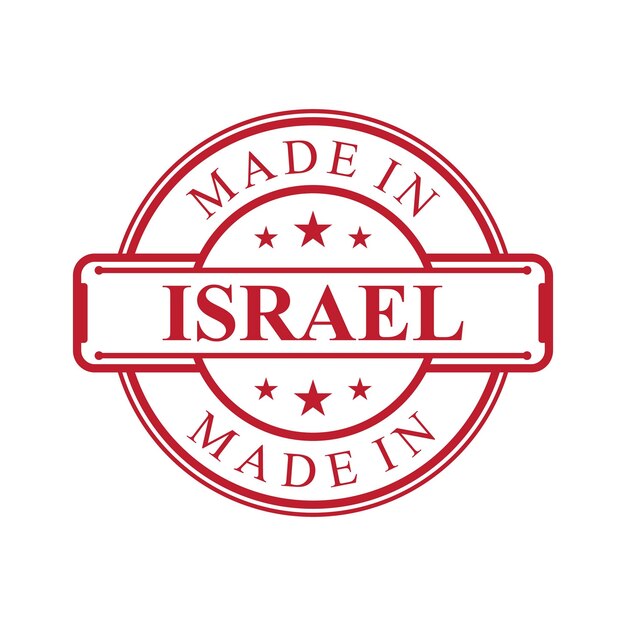 Made in israel label icon with red color emblem