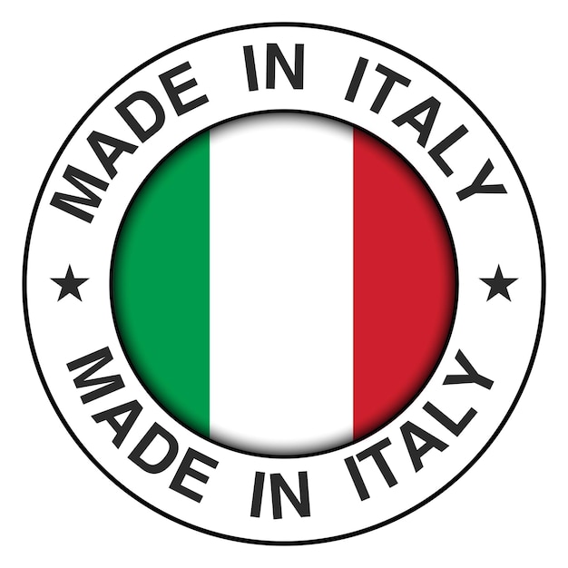 Made in italy icon, circle button.