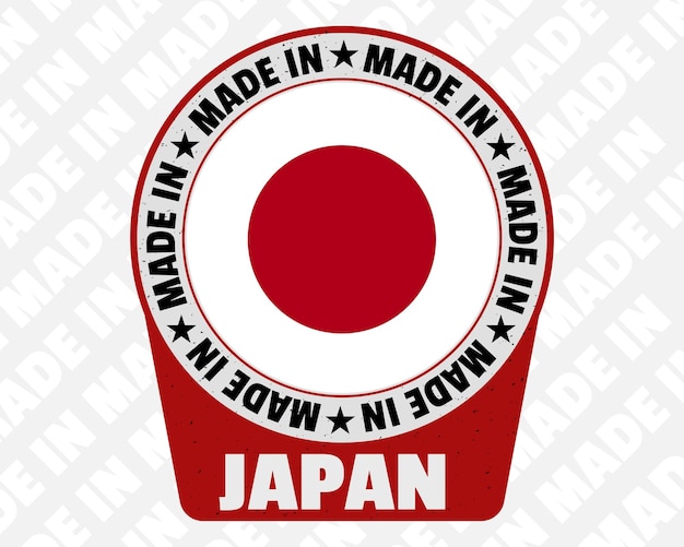 Made in Japan vector badge isolated icon with country flag origin marking stamp sign design