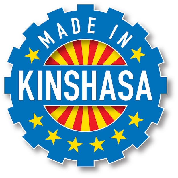 Fatto nel timbro di colore della bandiera di kinshasa. illustrazione vettoriale