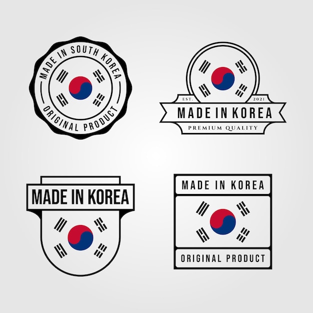 Vector made in korea logo set