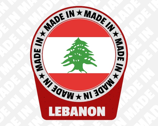 Made in Lebanon vector badge isolated icon with country flag origin marking stamp sign design