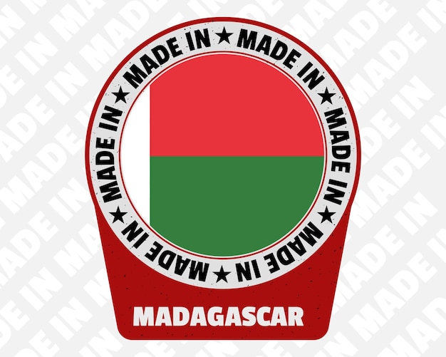 Vector made in madagascar vector badge isolated icon with country flag origin marking stamp sign design