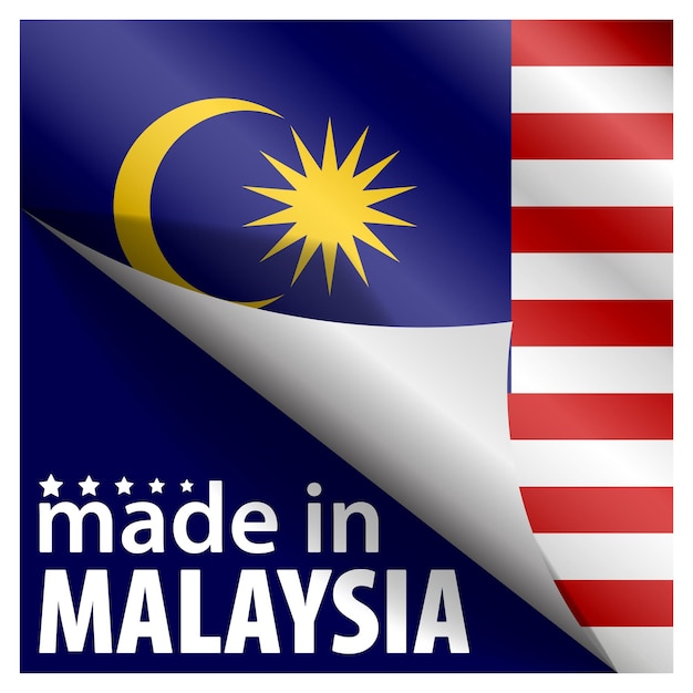 Vettore prodotto in malesia grafica ed etichetta