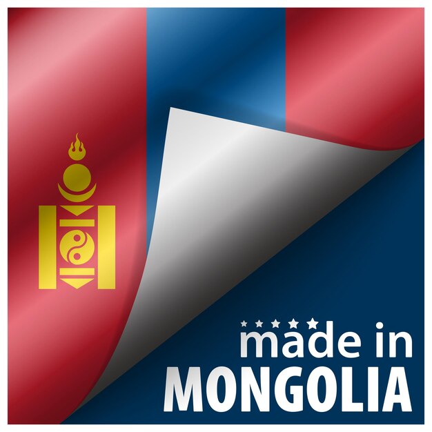 Vector made in mongolia graphic and label