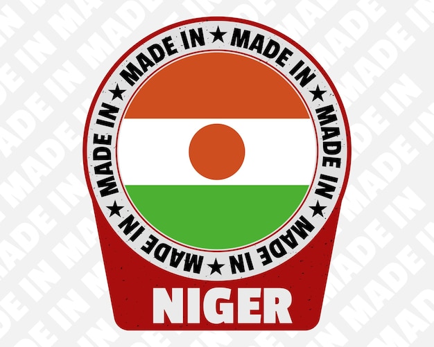 Made in Niger vector badge isolated icon with country flag origin marking stamp sign design