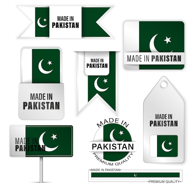Vector made in pakistan graphics and labels set some elements of impact for the use you want to make of it
