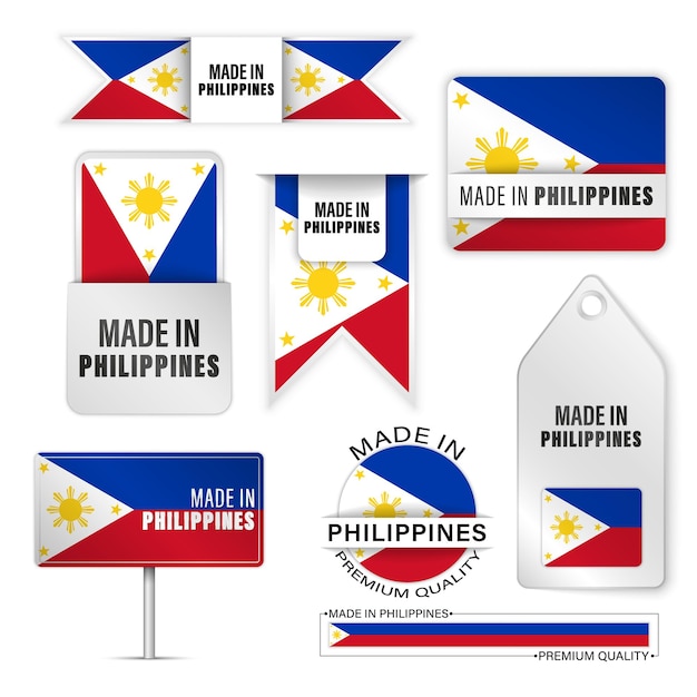 Vector made in philippines graphics and labels set some elements of impact for the use you want to make of it