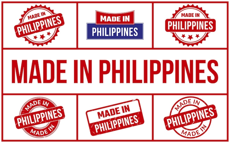 Vector made in philippines rubber stamp set