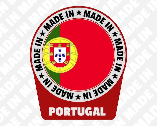 Vettore icona isolata del distintivo vettoriale made in portugal con design del segno del timbro di marcatura dell'origine della bandiera del paese