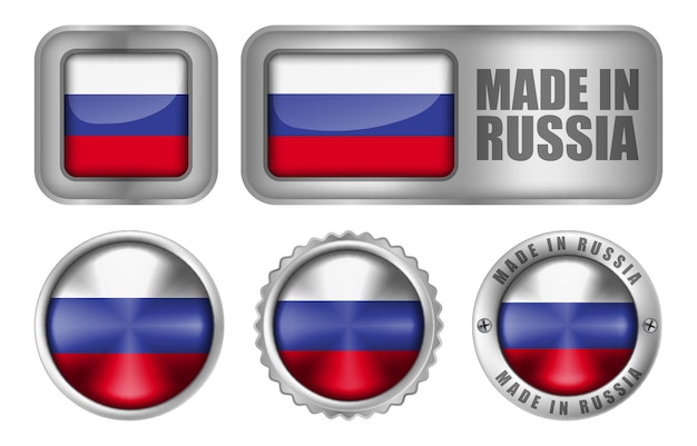 Made in russia seal badge or sticker design illustration