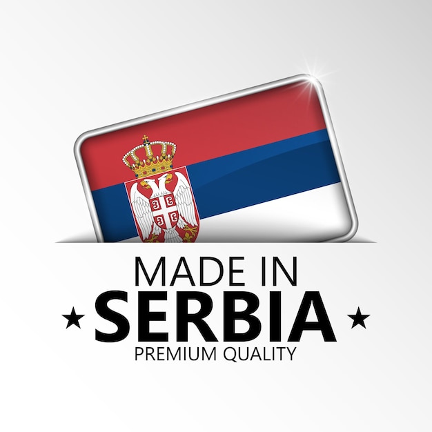 Vettore prodotto in serbia grafica ed etichetta elemento di impatto per l'uso che si intende farne