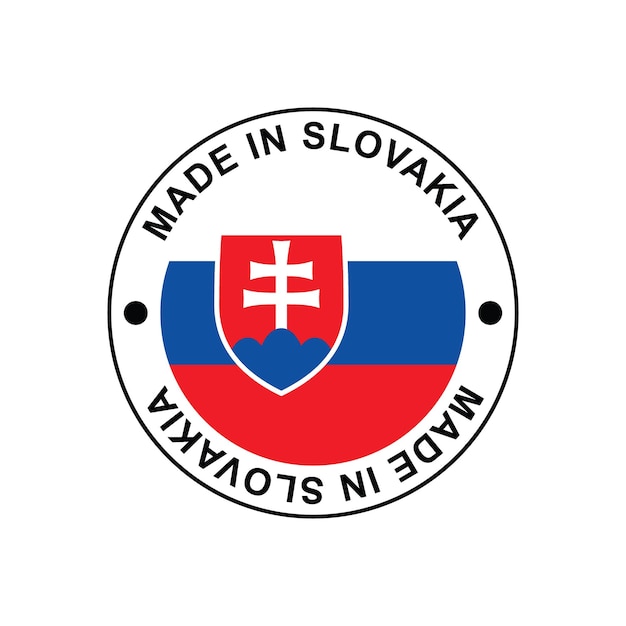 Vettore fatto in slovacchia francobollo circolare con bandiera su sfondo bianco